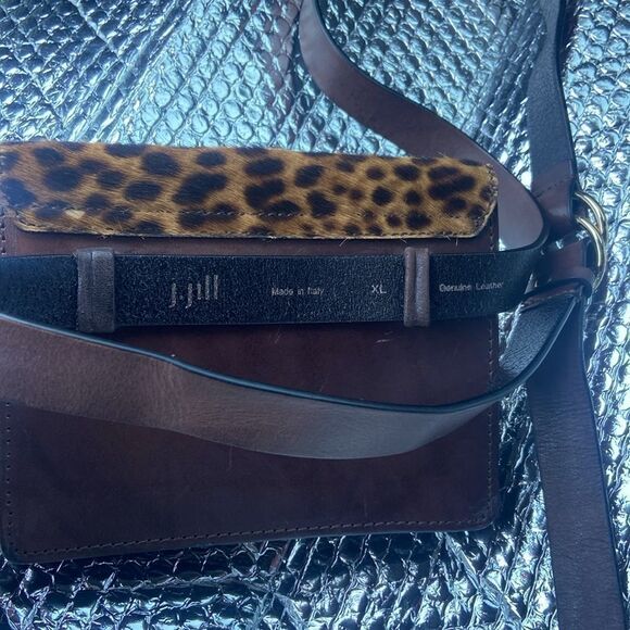 J. Jill Belt Bag XL Brown Leopard Print Calf Hair Leather - Picture 4 of 8